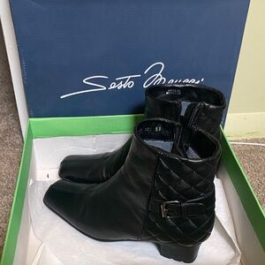 Sesto Meucci Quilted Black Ankle Booties